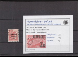 SBZ 1948 PLATTENFEHLER Nr 192 F78 gestempelt (221268)