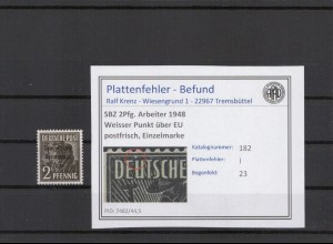 SBZ 1948 PLATTENFEHLER Nr 182 I postfrisch (221631)
