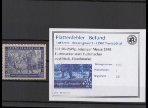 SBZ 1948 PLATTENFEHLER Nr 199 I postfrisch (221653)