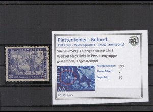 SBZ 1948 PLATTENFEHLER Nr 199 V gestempelt (221661)