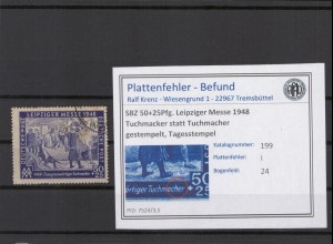 SBZ 1948 PLATTENFEHLER Nr 199 I gestempelt (221674)
