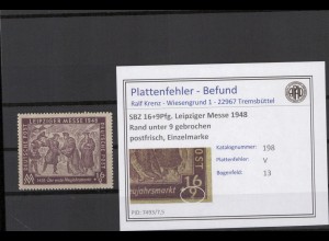 SBZ 1948 PLATTENFEHLER Nr 198 V postfrisch (221695)
