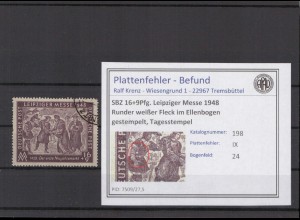SBZ 1948 PLATTENFEHLER Nr 198 IX gestempelt (221722)