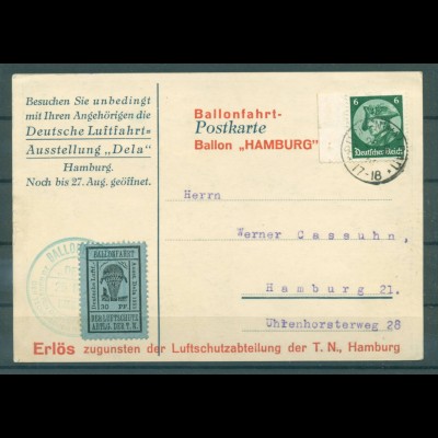 DEUTSCHES REICH 1933 Halbamtl. Flugmarke Nr 21 Postkarte (222211)