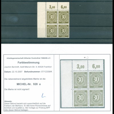 KONTROLLRAT 1947 Nr 928a postfrisch (223496)