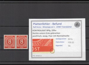 KONTROLLRAT 1947 PLATTENFEHLER Nr 917 I postfrisch (224029)