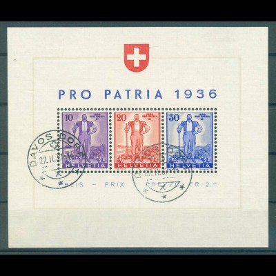 SCHWEIZ 1936 Bl.2 gestempelt (225685)