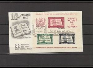 UNO NEW YORK 1955 Bl.1 Ersttagsbrief (226615)