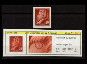 DDR 1956 PLATTENFEHLER Nr 511 f41 postfrisch (228827)