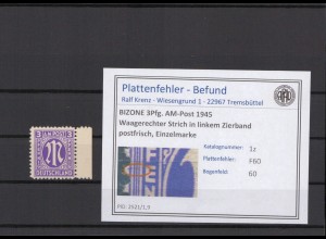 BIZONE 1945 PLATTENFEHLER Nr 1z F60 postfrisch (409734)