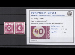 SBZ 1945 PLATTENFEHLER Nr 50 III postfrisch (231315)