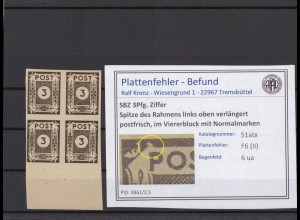 SBZ 1945 PLATTENFEHLER Nr 51atx II postfrisch (231317)