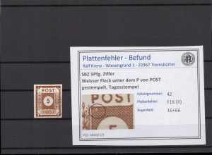 SBZ 1945 PLATTENFEHLER Nr 42 II gestempelt (231318)