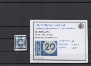 SBZ 1945 PLATTENFEHLER Nr 48 VI postfrisch (231319)