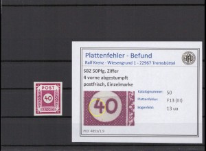 SBZ 1945 PLATTENFEHLER Nr 50 III postfrisch (231320)