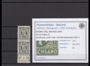 BIZONE 1945 PLATTENFEHLER Nr 16C XII postfrisch (231325)