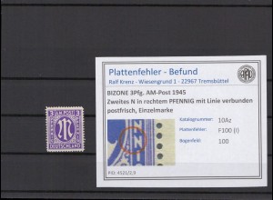 BIZONE 1945 PLATTENFEHLER Nr 10Az I postfrisch (231329)