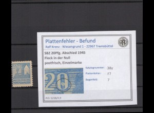 SBZ 1946 PLATTENFEHLER Nr 38y F7 postfrisch (231365)