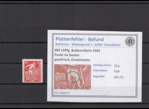 SBZ 1945 PLATTENFEHLER Nr 25a F64 postfrisch (231381)