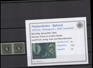 SBZ 1945 PLATTENFEHLER Nr 8x F68 postfrisch (231382)