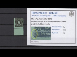 SBZ 1945 PLATTENFEHLER Nr 8x F97 postfrisch (231385)
