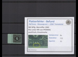 SBZ 1945 PLATTENFEHLER Nr 8x F31 postfrisch (231406)