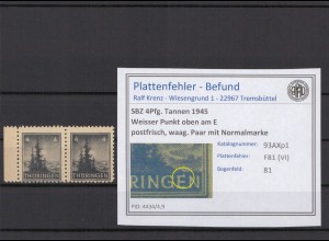 SBZ 1945 PLATTENFEHLER Nr 93AXp1 VI postfrisch (231478)