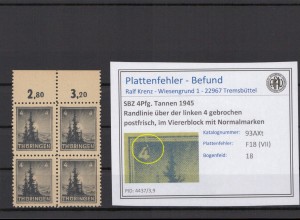 SBZ 1945 PLATTENFEHLER Nr 93AXt VII postfrisch (231479)