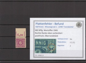 SBZ 1945 PLATTENFEHLER Nr 9b II postfrisch (231527)