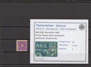 SBZ 1945 PLATTENFEHLER Nr 9a II postfrisch (231528)