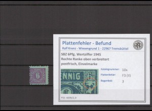 SBZ 1945 PLATTENFEHLER Nr 10x II postfrisch (231531)