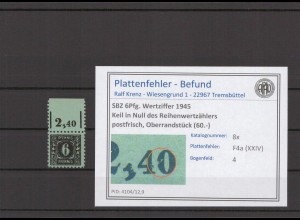 SBZ 1945 PLATTENFEHLER Nr 8x F4a postfrisch (231532)