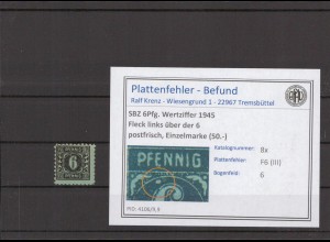 SBZ 1945 PLATTENFEHLER Nr 8x III postfrisch (231533)
