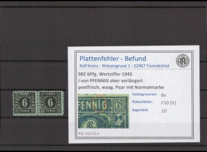 SBZ 1945 PLATTENFEHLER Nr 8x V postfrisch (231534)