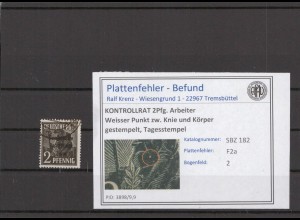 SBZ 1945 PLATTENFEHLER Nr 182 F2a gestempelt (231541)