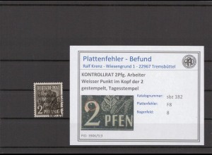 SBZ 1945 PLATTENFEHLER Nr 182 F8 gestempelt (231542)