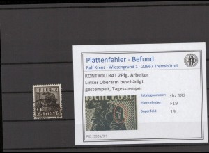 SBZ 1945 PLATTENFEHLER Nr 182 F19 gestempelt (231548)