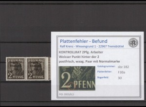 SBZ 1945 PLATTENFEHLER Nr 182 F30a postfrisch (231549)