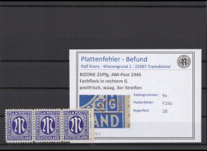 BIZONE 1945 PLATTENFEHLER Nr 9x F28 postfrisch (231553)