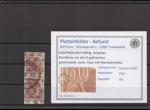 BIZONE 1948 PLATTENFEHLER Nr A49II F99 postfrisch (231573)