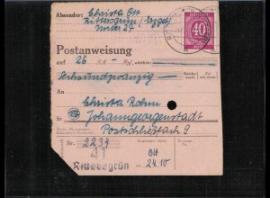 KONTROLLRAT 1946 POSTANWEISUNG gestempelt (921547)