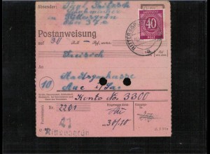 KONTROLLRAT 1946 POSTANWEISUNG gestempelt (921548)