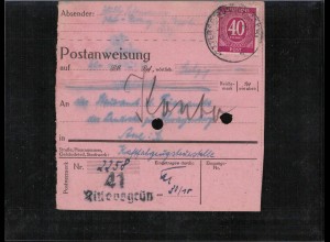 KONTROLLRAT 1946 POSTANWEISUNG gestempelt (921552)